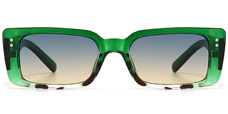 Rectangle Sunglasses translucent-green+green-yellow