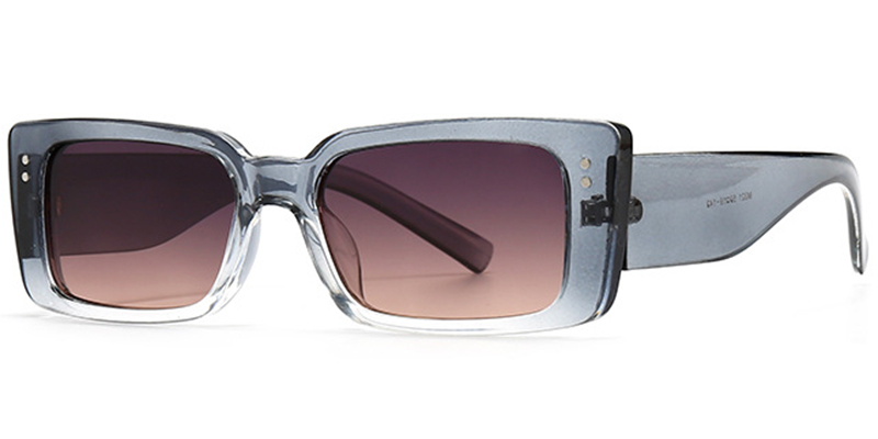 Rectangle Sunglasses translucent-grey+pink-yellow