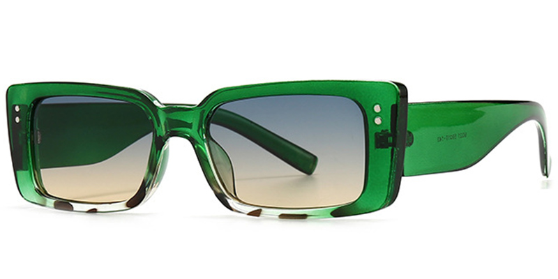 Rectangle Sunglasses translucent-green+green-yellow