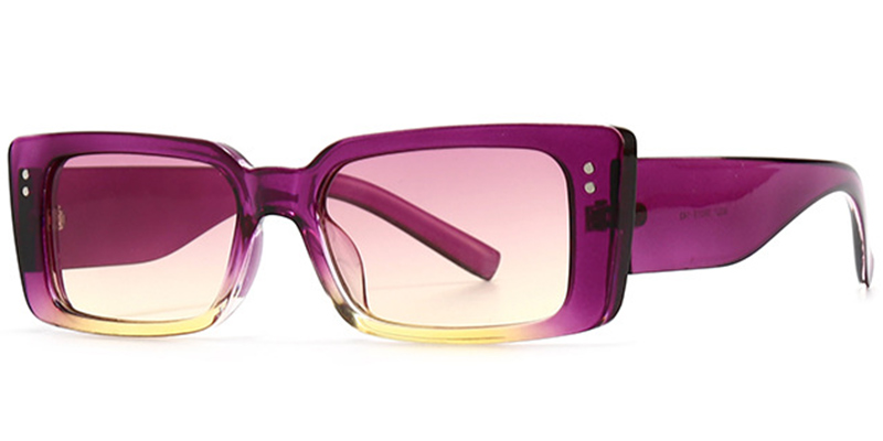 Rectangle Sunglasses translucent-purple+pink-yellow