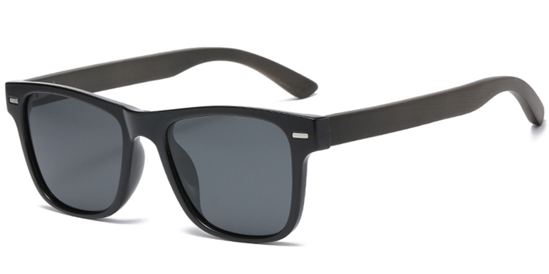 Square Sunglasses black+dark_grey_polarized