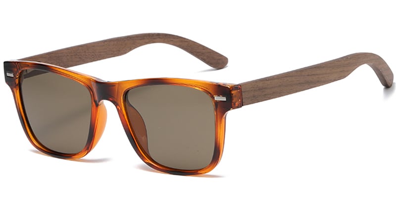 Wholesale Plastic Mixed Material Wood Square Sunglasses