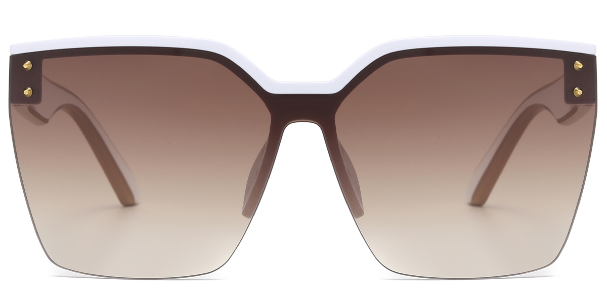 Square Geometric Sunglasses white+gradient_amber