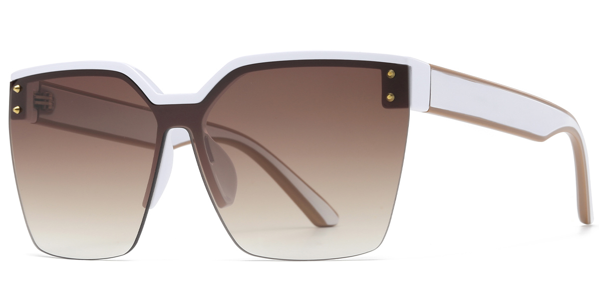 Square Geometric Sunglasses white+gradient_amber