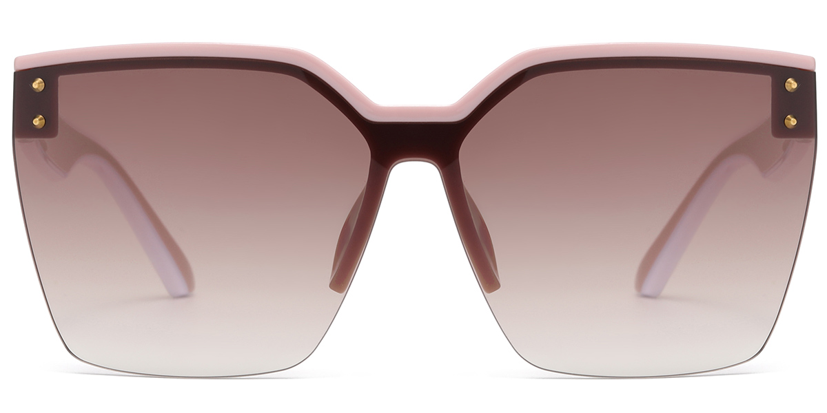 Square Geometric Sunglasses pink+gradient_amber