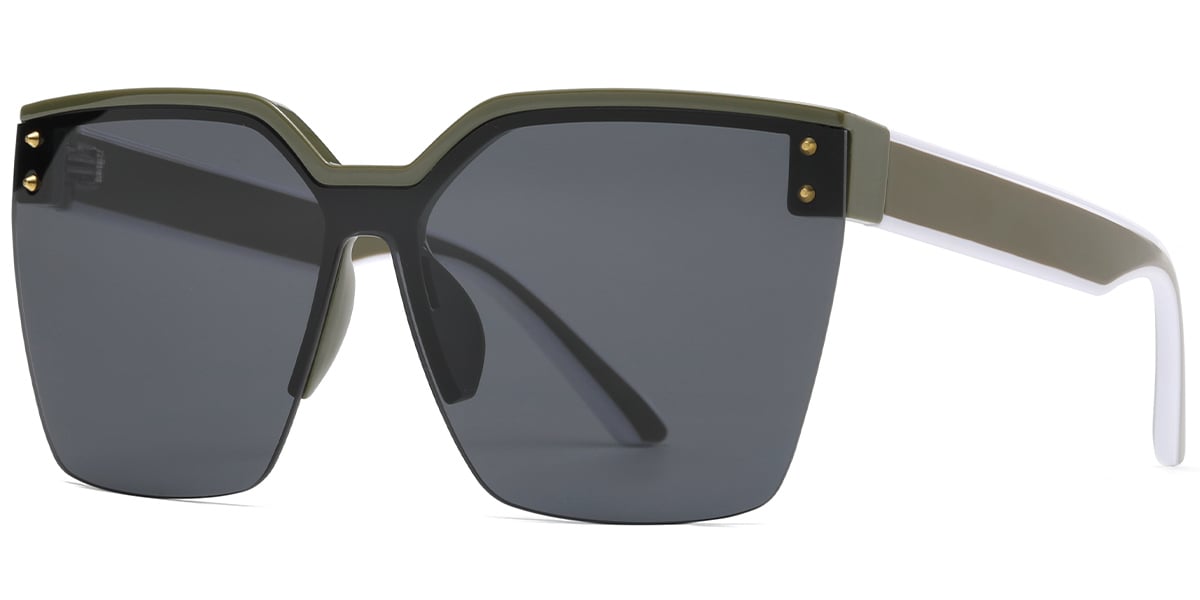 Square Geometric Sunglasses army_green+dark_grey