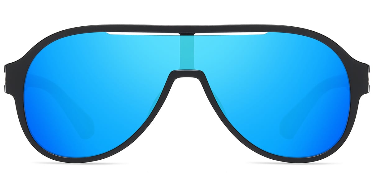 Geometric Sunglasses matte-black+mirrored_blue_polarized
