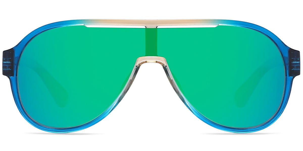 Geometric Sunglasses translucent-blue+mirrored_green_polarized