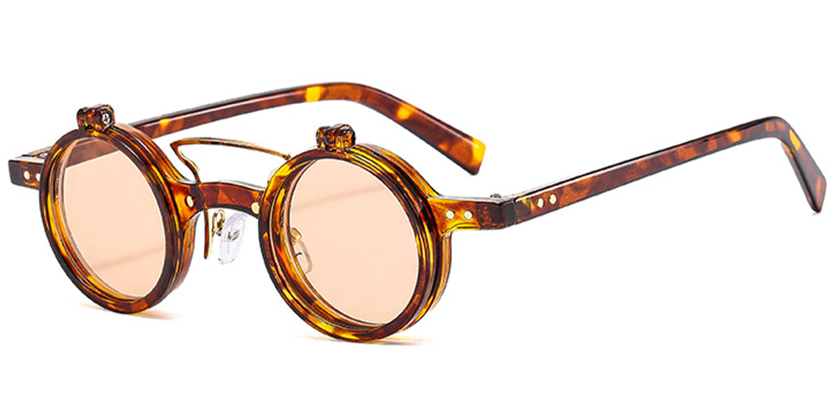 Round Sunglasses translucent-tortoiseshell+light_amber