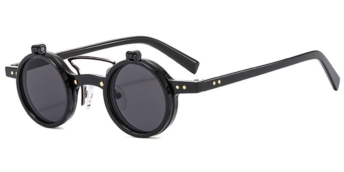 Round Sunglasses black+dark_grey