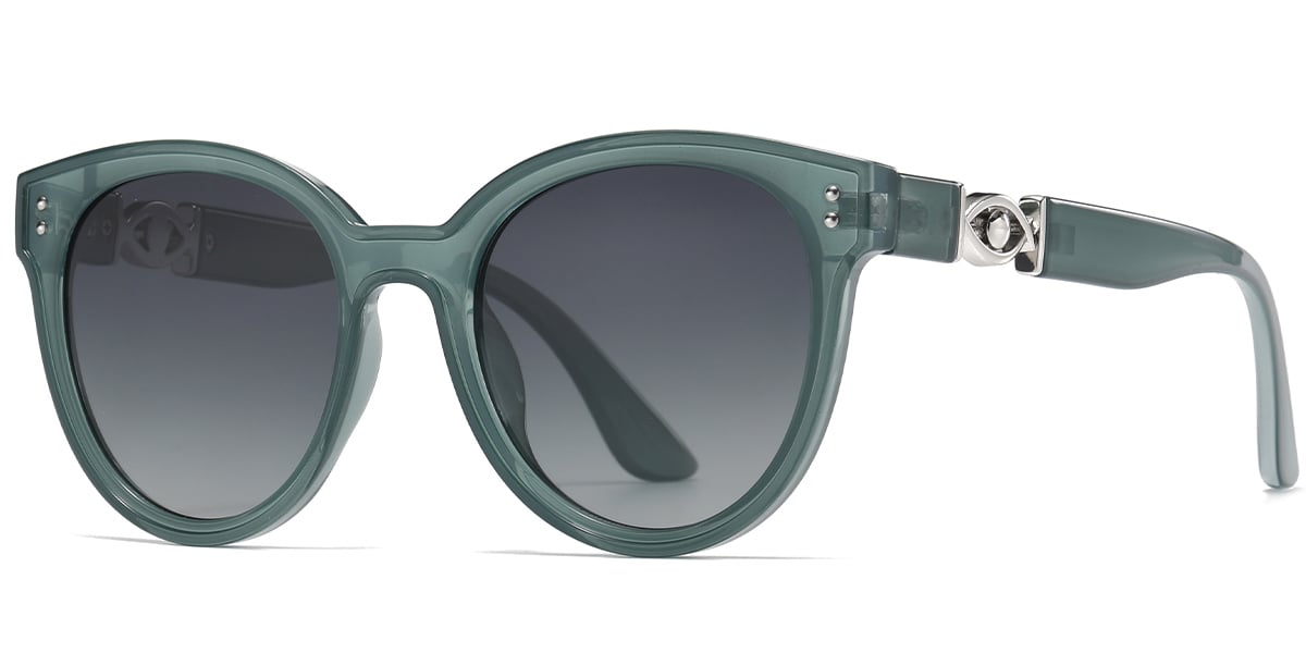 Round Sunglasses translucent-green+gradient_grey