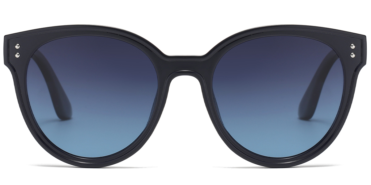 Round Sunglasses bright_black+dark_blue