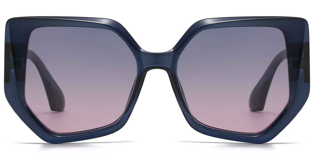 Geometric Sunglasses translucent-blue+grey-pink