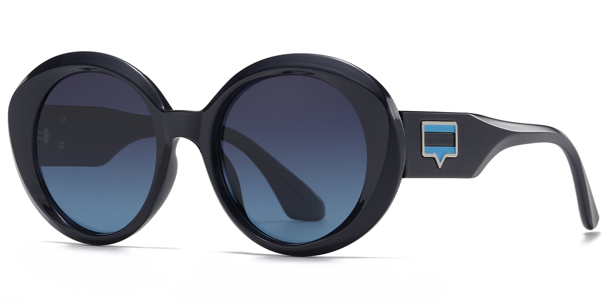 Oval Sunglasses bright_black+blue-grey