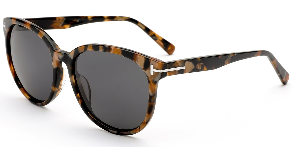 Acetate Square Sunglasses pattern-yellow+dark_grey_polarized