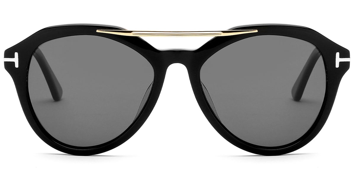 Acetate Aviator Sunglasses black+dark_grey_polarized