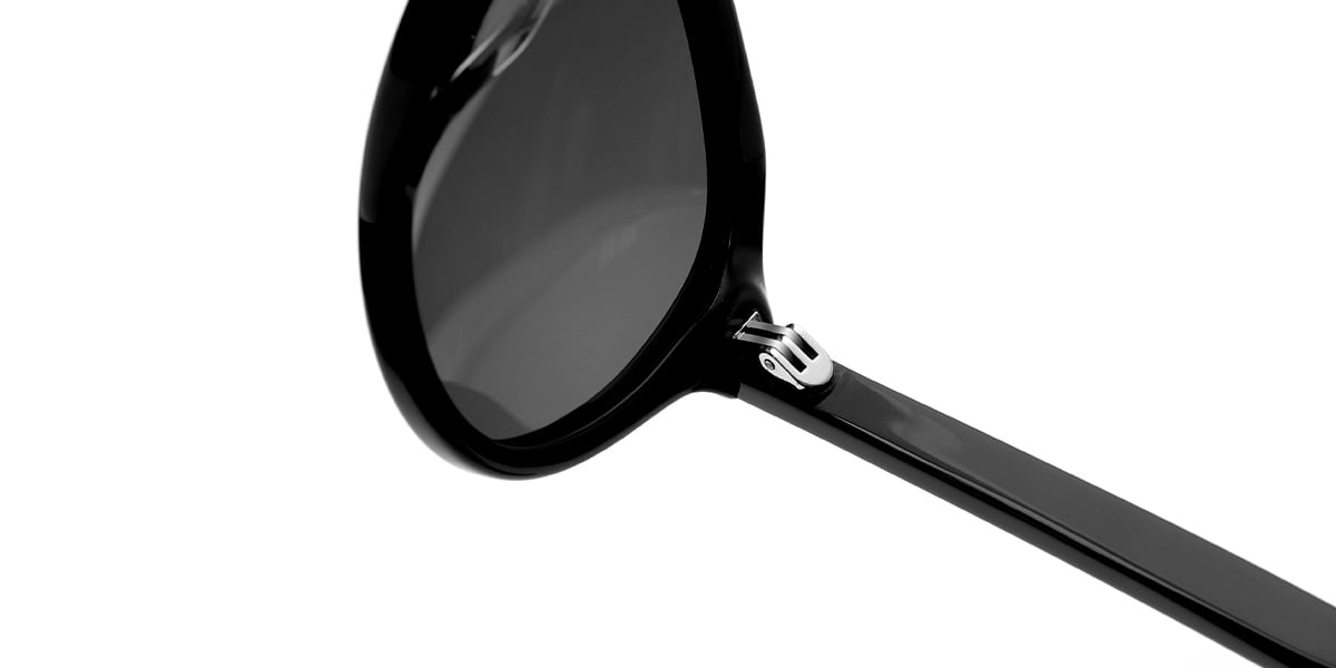 Acetate Aviator Sunglasses black+dark_grey_polarized