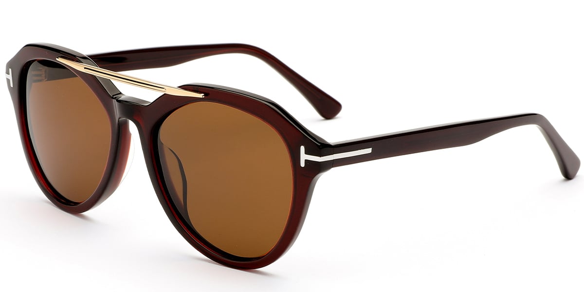 Acetate Aviator Sunglasses wine_red+amber_polarized