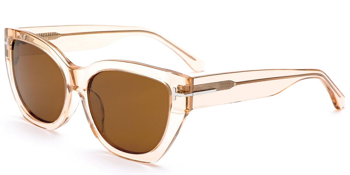 Acetate Square Sunglasses translucent-light_brown+amber_polarized