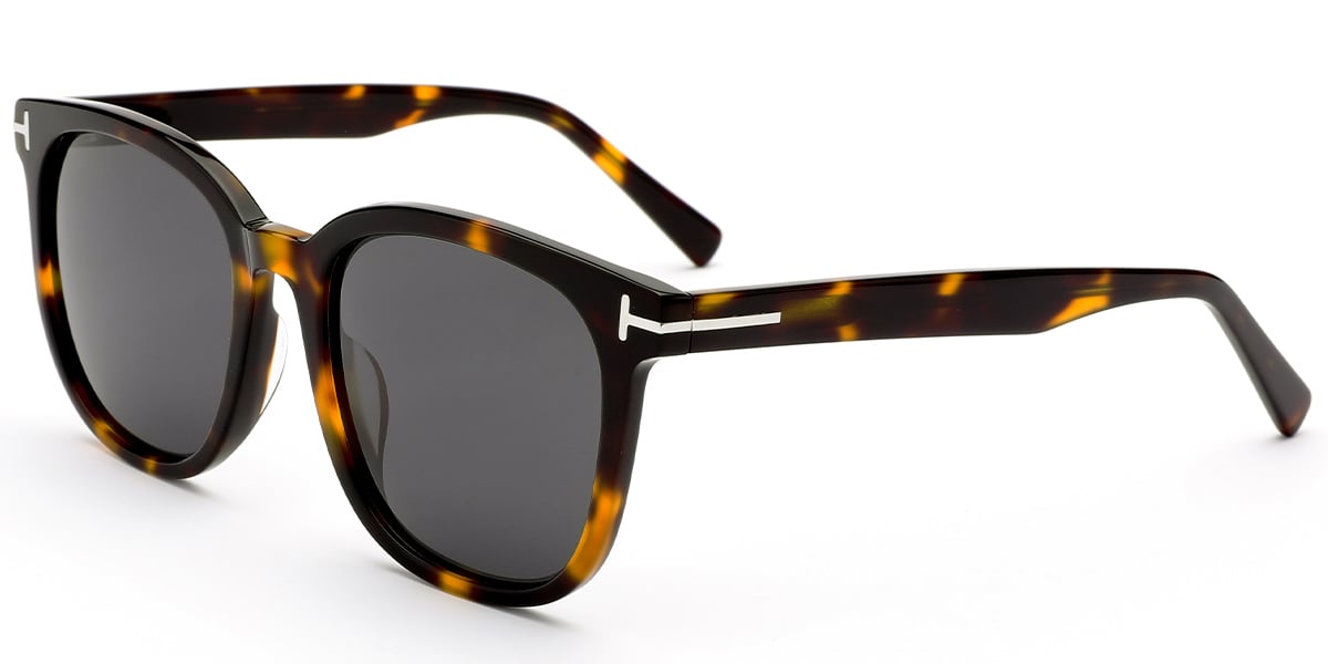 Acetate Square Sunglasses pattern-orange+dark_grey_polarized