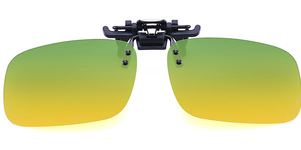 Rectangle Clip-ons black+green-yellow_polarized