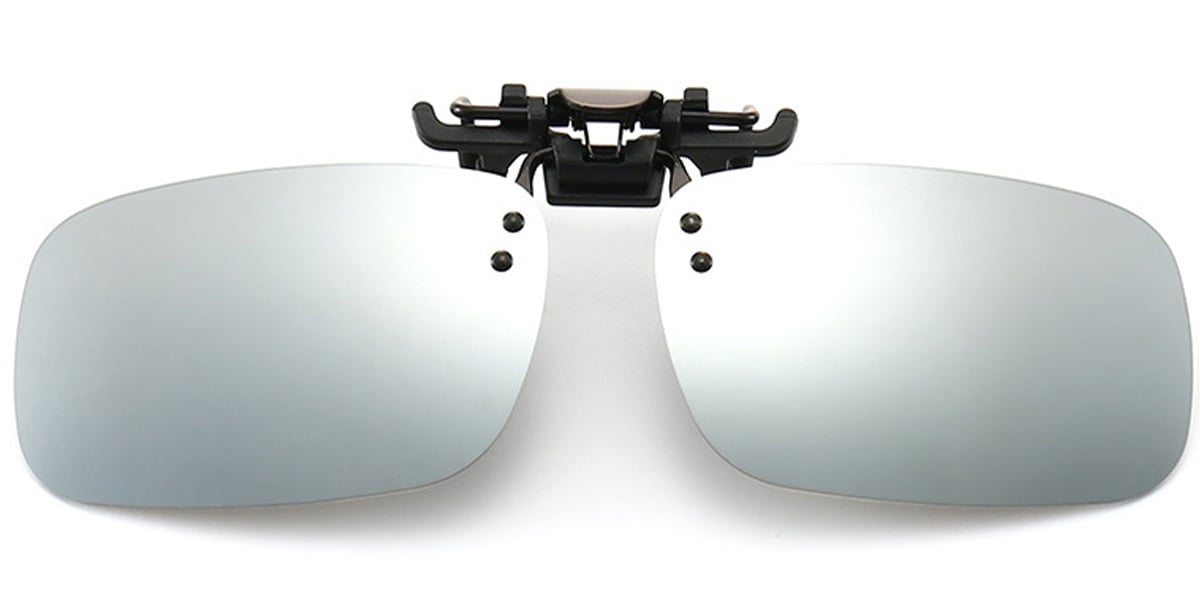 Rectangle Clip-ons black+mirrored_silver_polarized