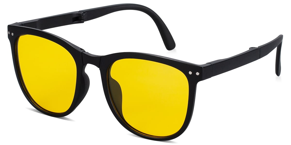 Square Sunglasses matte-black+yellow_polarized