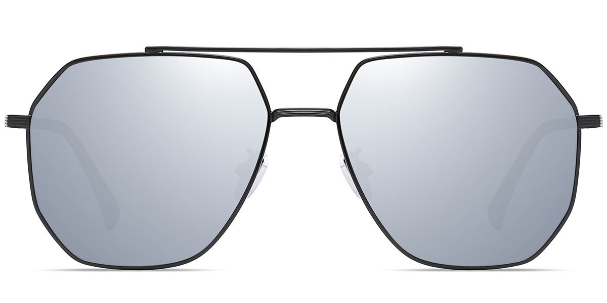 Aviator Sunglasses black+mirrored_silver_polarized
