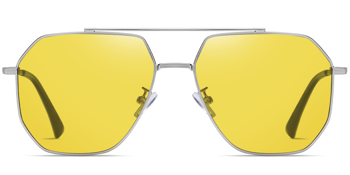 Aviator Sunglasses silver+yellow_polarized