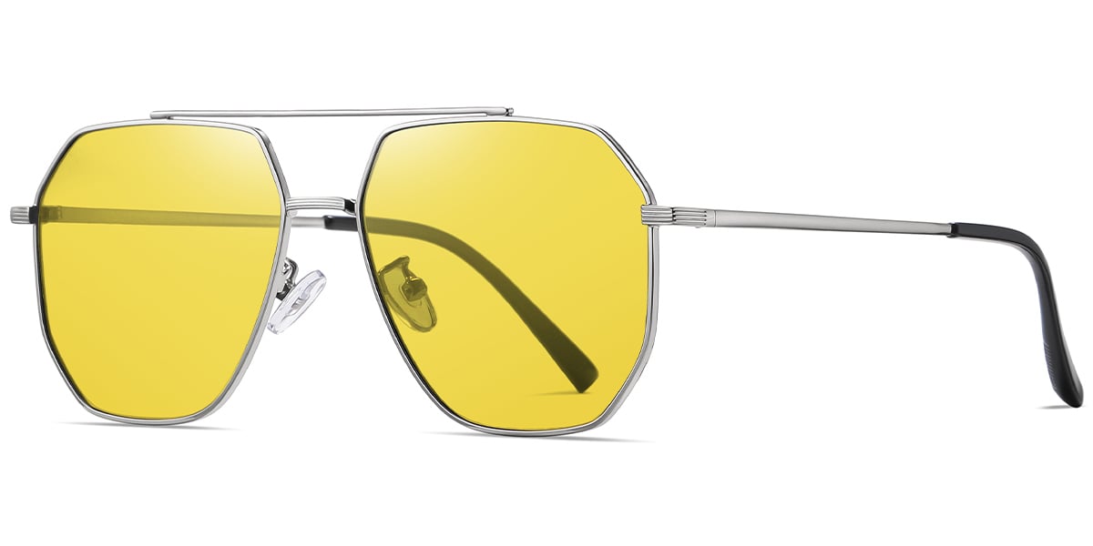 Aviator Sunglasses silver+yellow_polarized