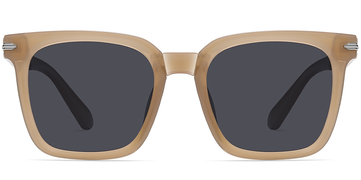 Square Sunglasses translucent-light_brown+dark_grey_polarized