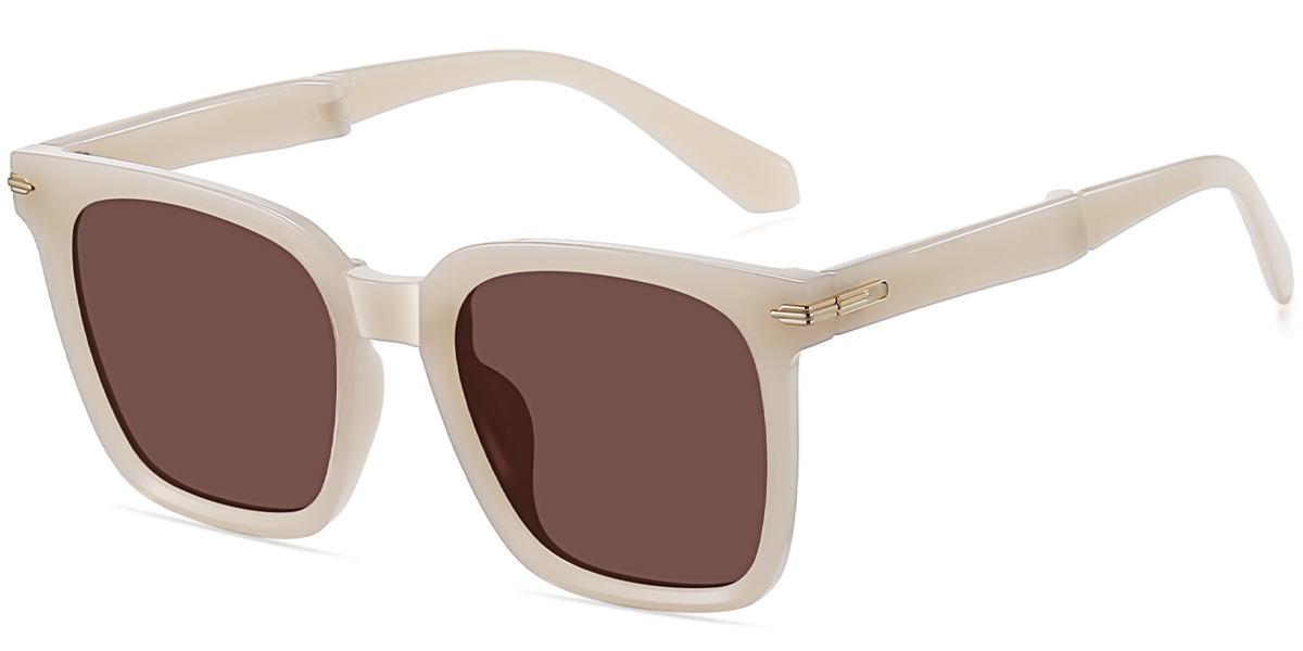 Square Sunglasses beige+amber_polarized