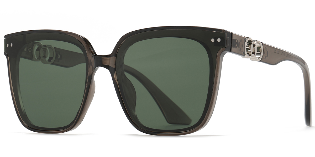 Square Sunglasses translucent-grey+dark_green_polarized