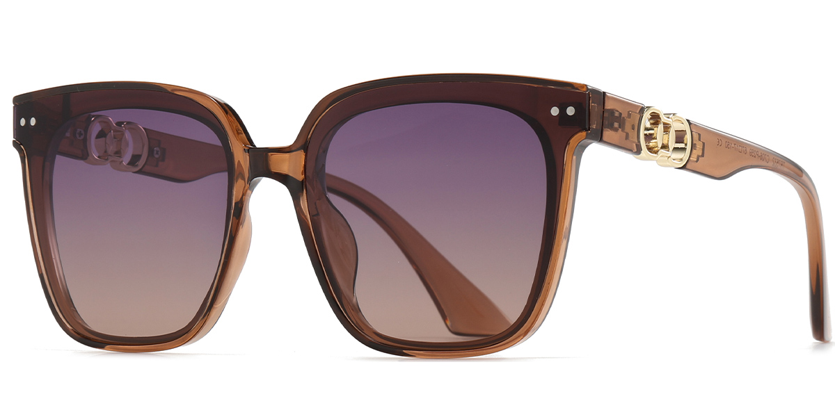 Square Sunglasses translucent-brown+purple-pink_polarized