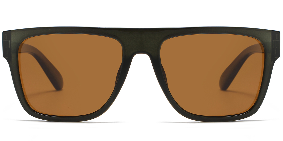 Square Sunglasses dark_green+amber_polarized