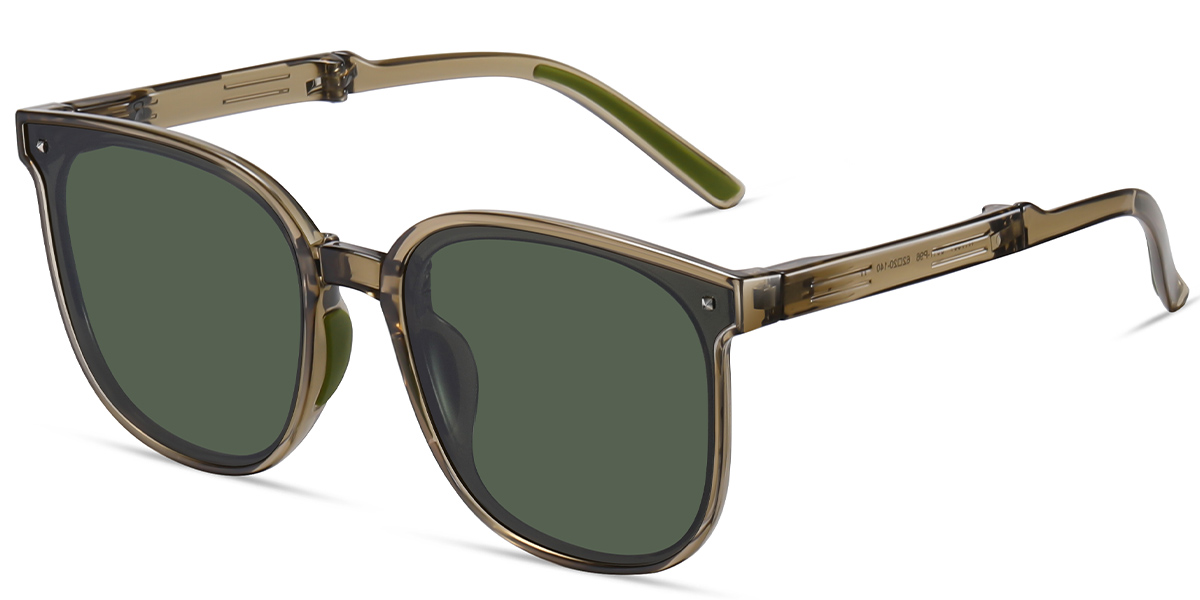 Square Sunglasses translucent-green+dark_green_polarized