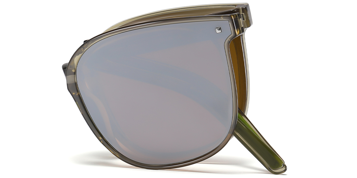 Square Sunglasses translucent-green+mirrored_silver_polarized