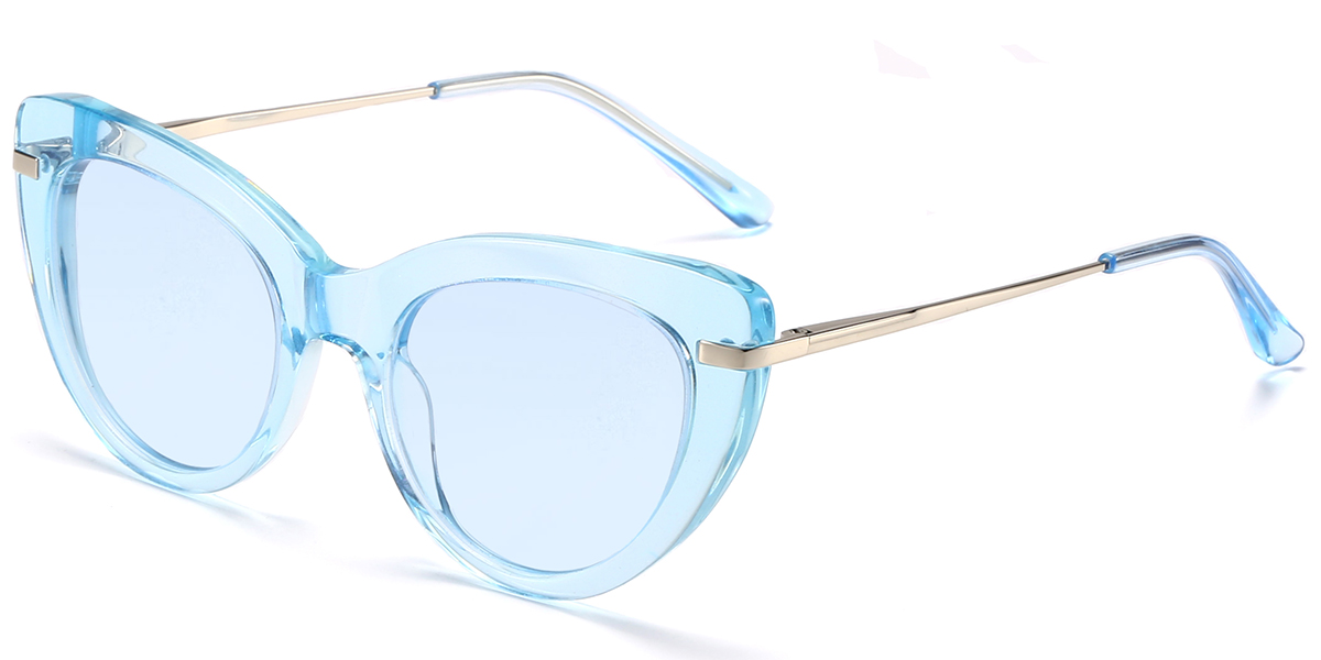 Acetate Cat Eye Sunglasses translucent-blue+light_blue