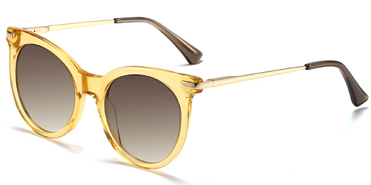 Acetate Round Sunglasses translucent-yellow+gradient_amber