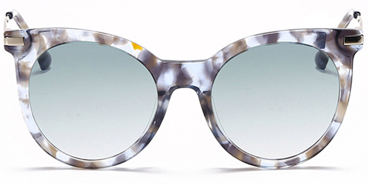 Acetate Round Sunglasses pattern-grey+gradient_green