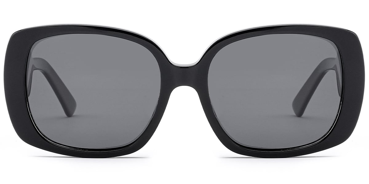 Acetate Square Sunglasses bright_black+dark_grey_polarized