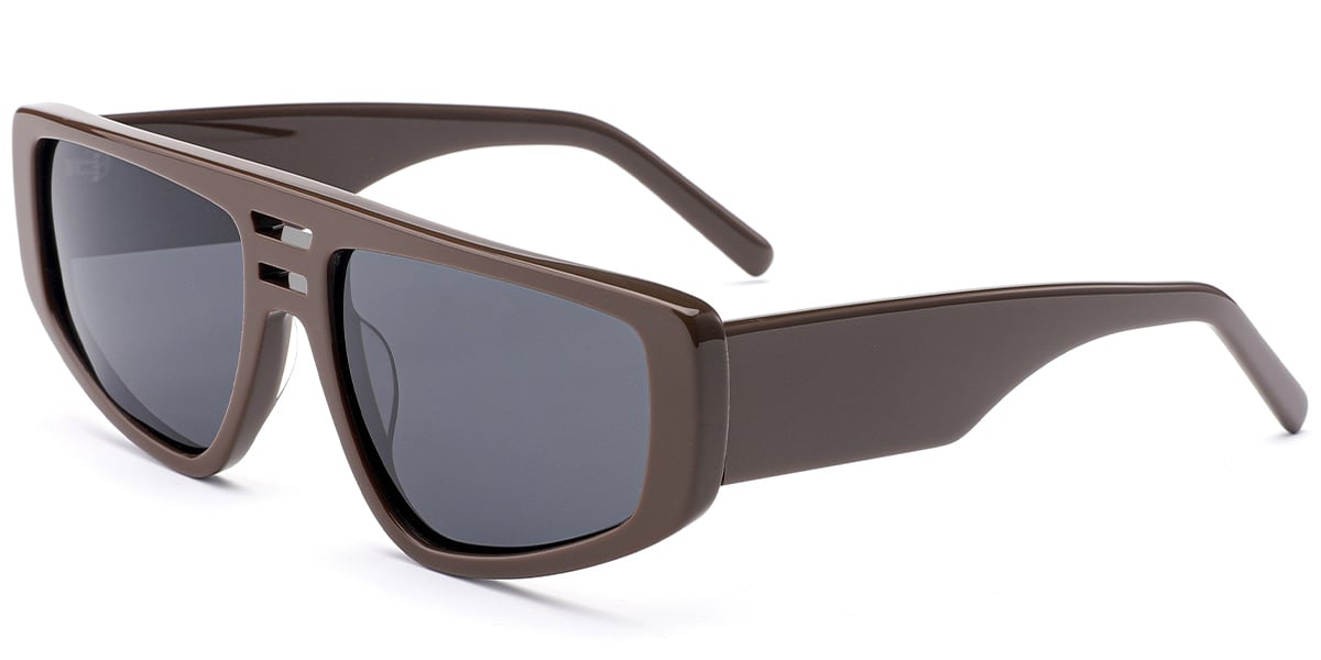 Acetate Geometric Sunglasses brown+dark_grey_polarized