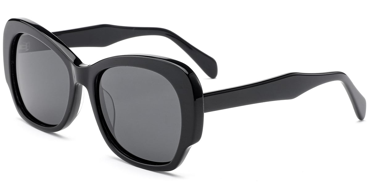 Acetate Square Sunglasses black+dark_grey_polarized