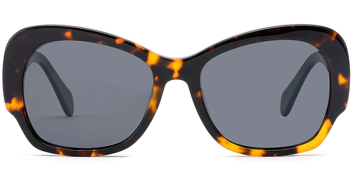 Acetate Square Sunglasses pattern-black+dark_grey_polarized