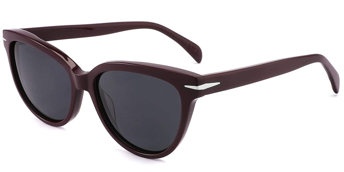 Acetate Square Sunglasses wine_red+dark_grey_polarized