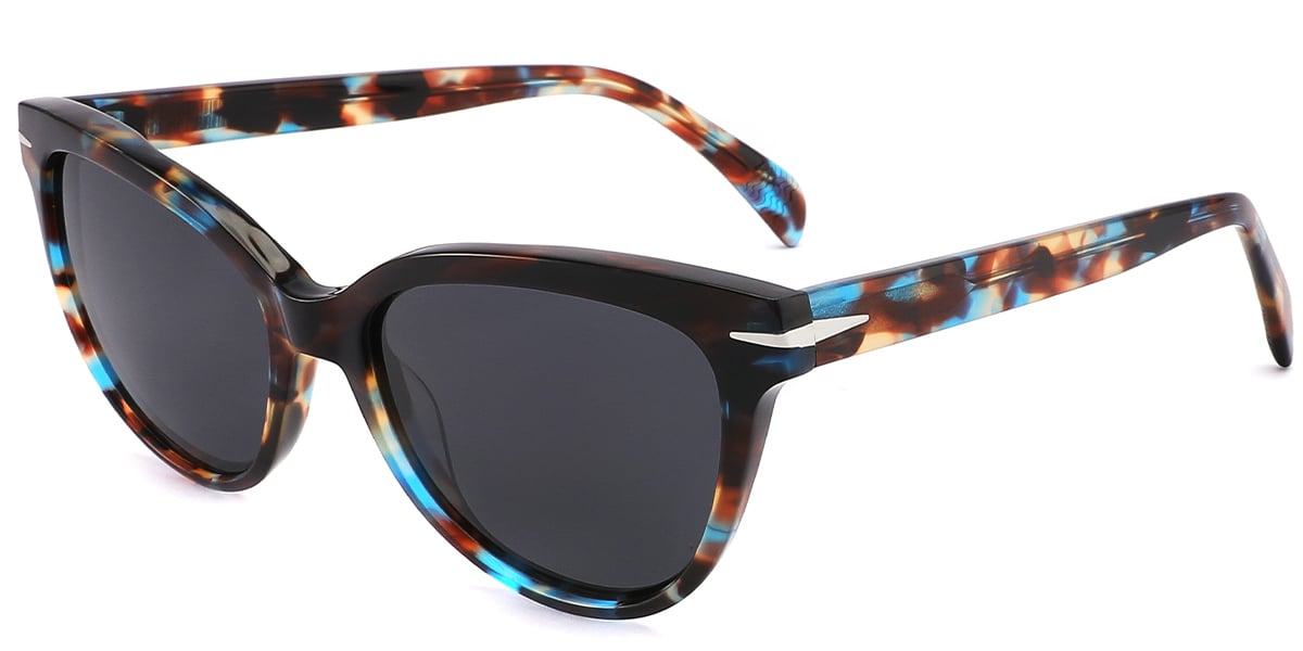 Acetate Square Sunglasses pattern-blue+dark_grey_polarized