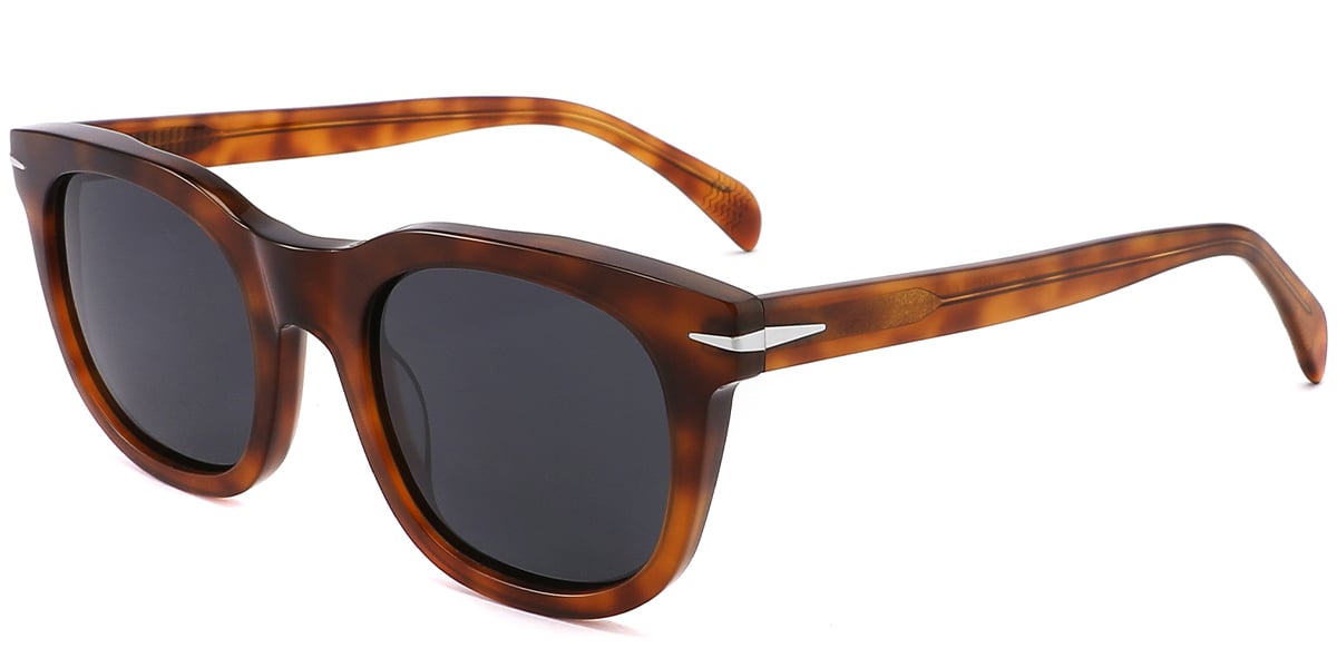 Acetate Square Sunglasses tortoiseshell+dark_grey_polarized