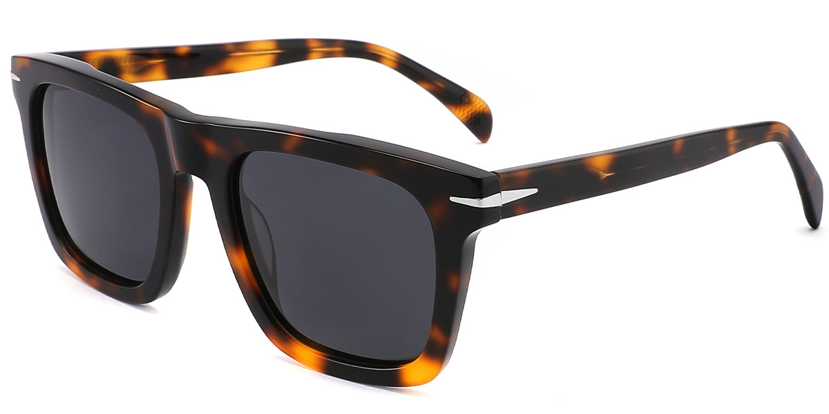 Acetate Square Sunglasses tortoiseshell+dark_grey_polarized