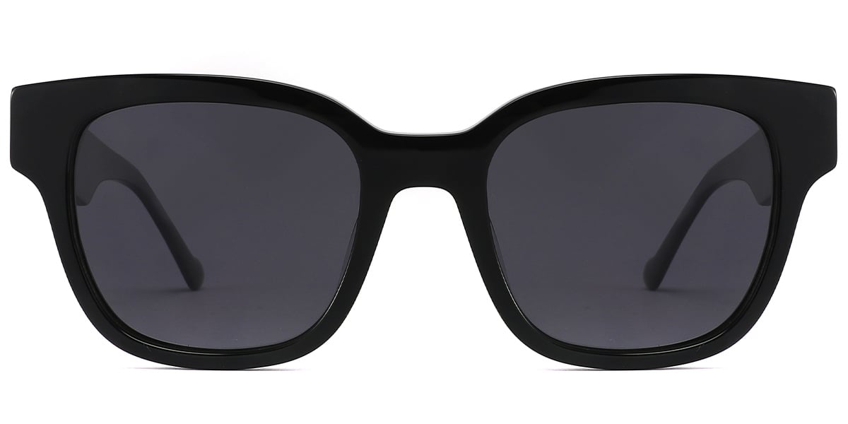 Acetate Square Sunglasses black+dark_grey_polarized