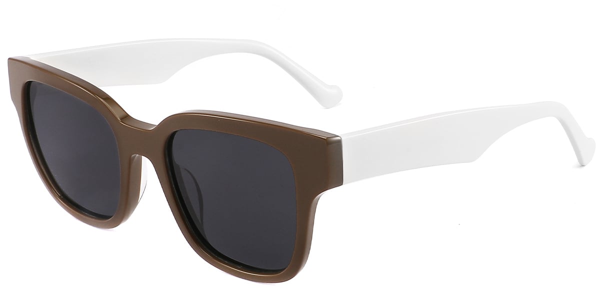 Acetate Square Sunglasses brown+dark_grey_polarized